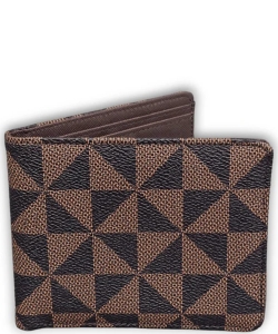 Geometric Pattern Bi-Fold Wallet 007-1028 BROWN